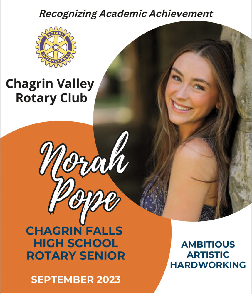 Chagrin Falls High School Chagrin Valley Rotary Student of the Month is Norah Pope 